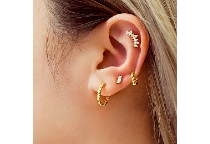 Gold Texture Medium Huggie Hoop Earrings