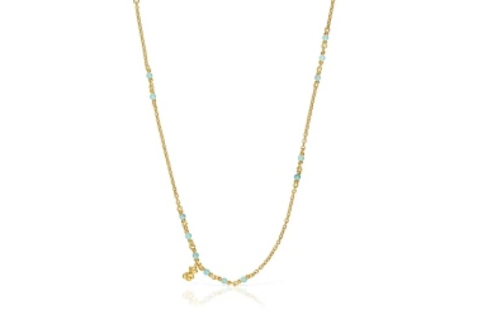 SILVER GOLD PLATED CHOKER AMAZONITE 45CM