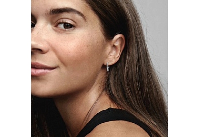 Snake chain pattern sterling silver hoop earrings
