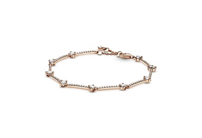 14k Rose gold-plated bracelet with clear cubic zir
