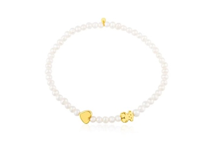 CULTURED PEARL BRACELET 18KT GOLD MOTIF