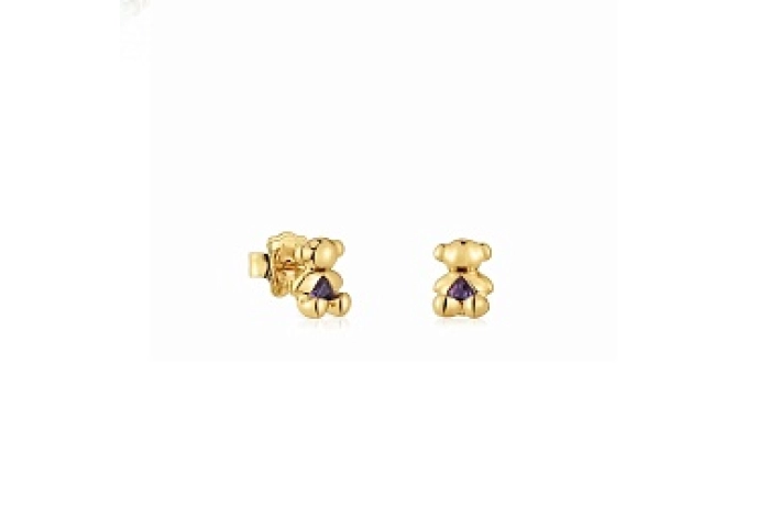 SILVER GOLD PLATED EARRINGS AMETHYST