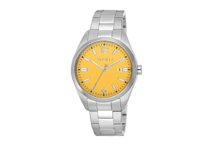 ESPRIT Men Watch, Silver Color Case, Orange Dial, Stainless Steel Metal Bracelet, 3 Hands Date, 10 A