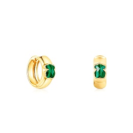 SILVER GOLD PLATED EARRINGS MALACHITE