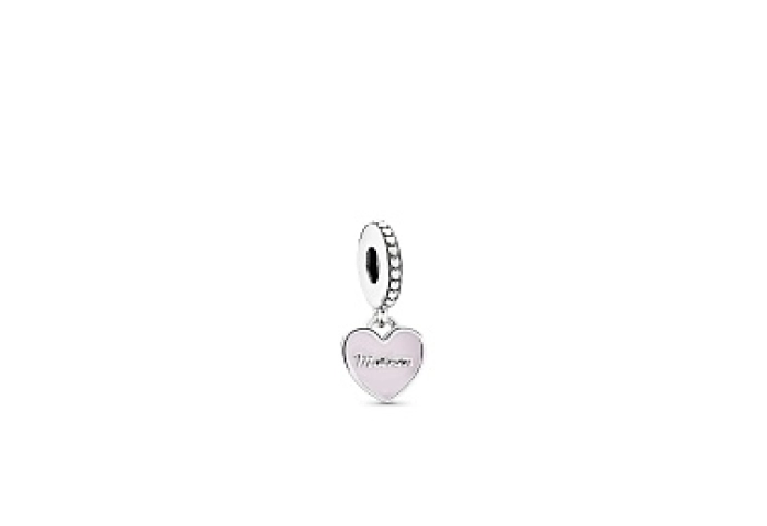 Mother and daughter split heart silver dangle with