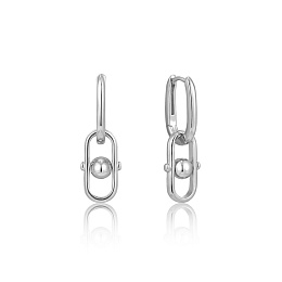 Silver Orb Link Drop Earrings