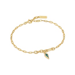 TEAL SPARKLE DROP PENDANT CHUNKY CHAIN BRACELET