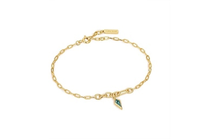 TEAL SPARKLE DROP PENDANT CHUNKY CHAIN BRACELET