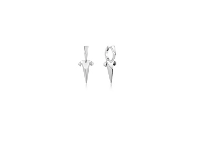 Silver Point Huggie Hoop Earrings