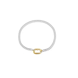 SILVER GOLD PLATED BRACELET OVAL 2 TONE