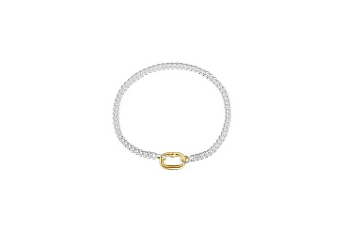 SILVER GOLD PLATED BRACELET OVAL 2 TONE