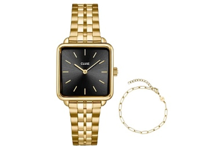 Gift Box La Tétragone Black Steel Watch & Papercli