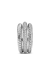 Snake chain pattern sterling silver ring withclear