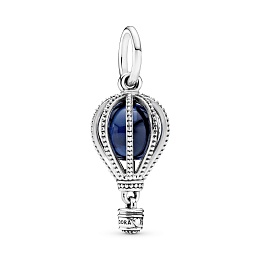 Air balloon silver dangle with encased moonlightblue crystal/Серебряная подвеска-шарм с синим криста