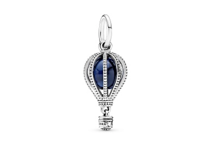 Air balloon silver dangle with encased moonlight b