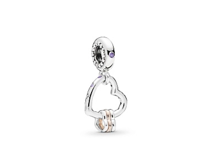 Heart silver and 14k rose gold-plated dangle with 