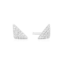 Silver Triangular Pavé Studs