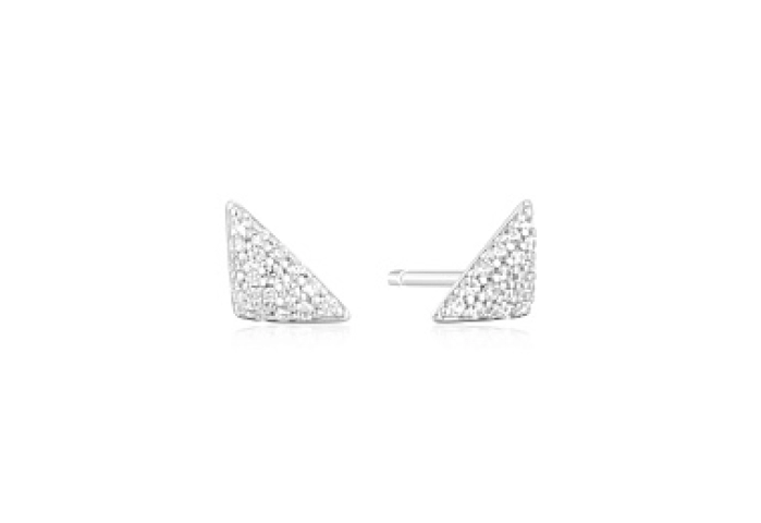 Silver Triangular Pavé Studs