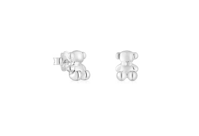SILVER EARRING BEAR  10MM