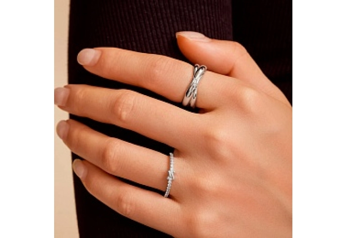 Silver Cross Double Ring