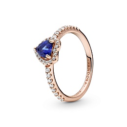 Heart Pandora Rose ring with clear cubiczirconia and twilightblue crystal /188421C01-50