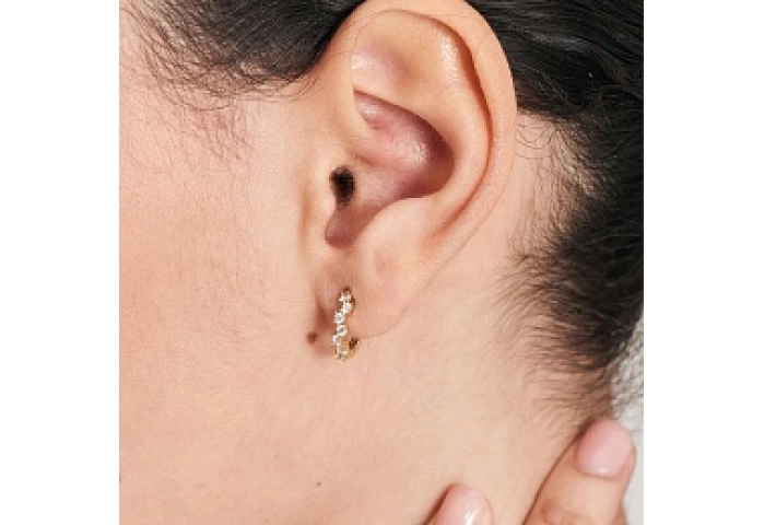 Gold Sparkle Cluster Huggie Hoop Earrings
