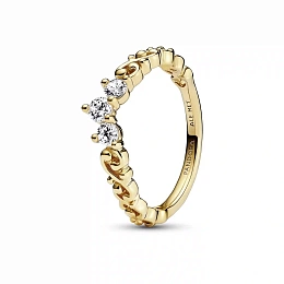 Regal tiara 14k gold-plated ring with clear cubic zirconia