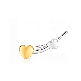 SILVER GOLDPLATED 1 EARRING HEART 2 TONE