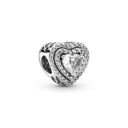 Heart sterling silver charm with clear cubic zirco