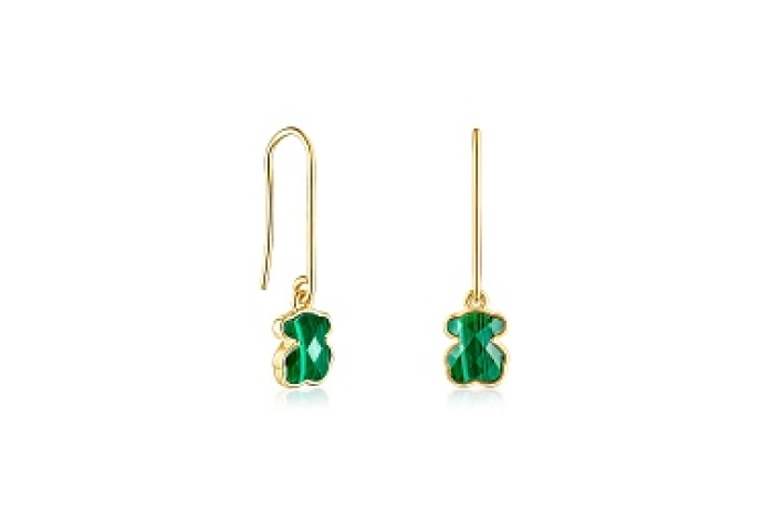 SILVER GOLD PLATED EARRINGS MALACHITE