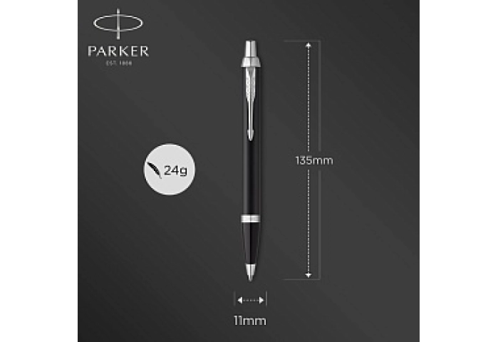 Ручка шариковая Parker &quot;IM Matte Black CT&quot; черная, 1,0мм, кнопочн., подарочная упаковка с европодвес