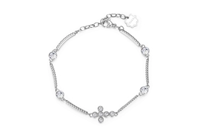 Bracciale CHAKRA in acciaio con croce e cristalli
