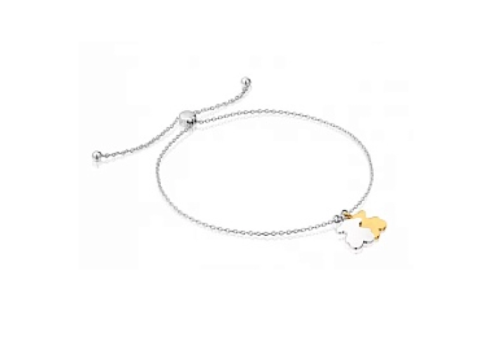 SILVER GOLD PLATED BRACELET BEAR 2 TONE