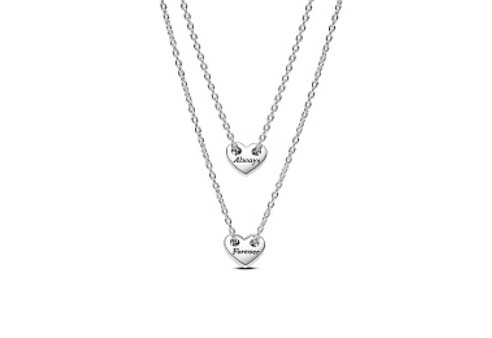 Hearts sterling silver splittable collier necklace