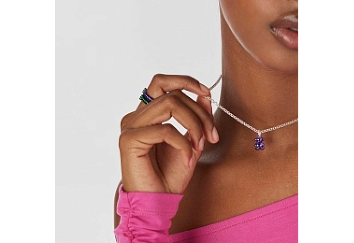 PENDANT STEEL LILAC COATING/SILVER 11MM
