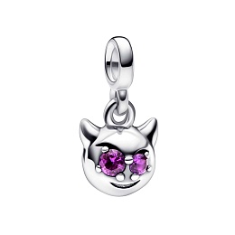 Devil sterling silver mini dangle with royal purple crystal and purple enamel