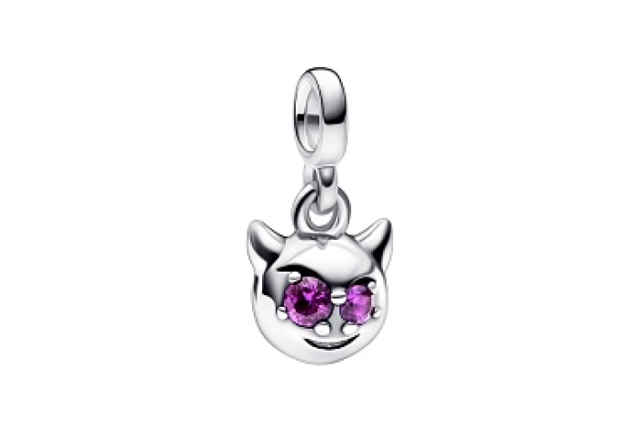Devil sterling silver mini dangle with royal purple crystal and purple enamel