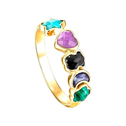 SILVER GOLD PLATED RING GEMS MOP N14