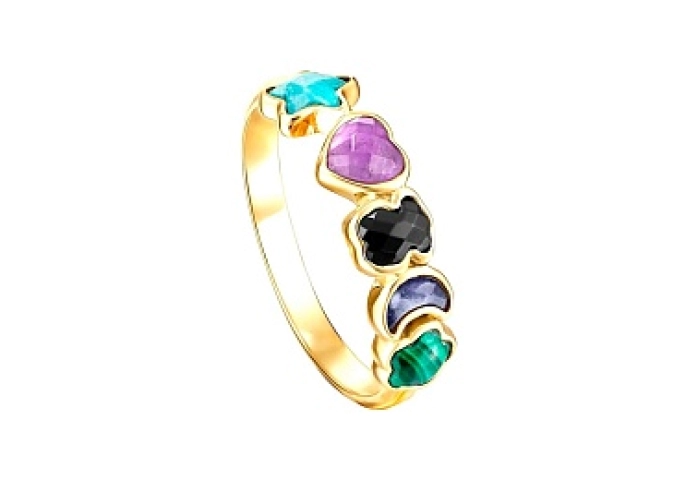 SILVER GOLD PLATED RING GEMS MOP N14