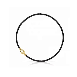SILVER GOLD PLATED NECKLACE BLACK CORD