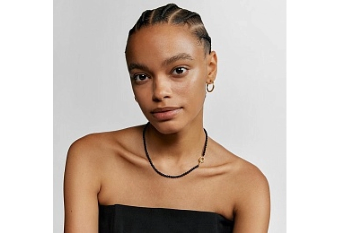 SILVER GOLD PLATED CHOKER ONYX