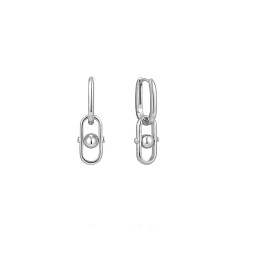 Silver Orb Link Drop Earrings