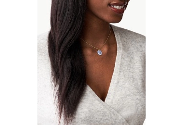 NECKLACE BASE METAL WITH CZ, GLASS
