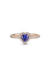 Heart Pandora Rose ring with clear cubiczirconia and twilightblue crystal /188421C01-54