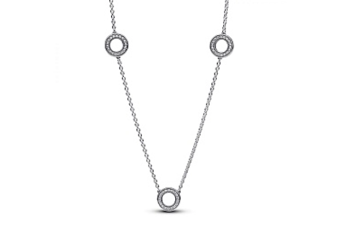 Sterling silver necklace with clear cubic zirconia