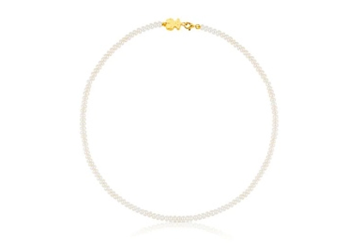 CULTURED PEARL NECKLACE 18KT GOLD BEAR