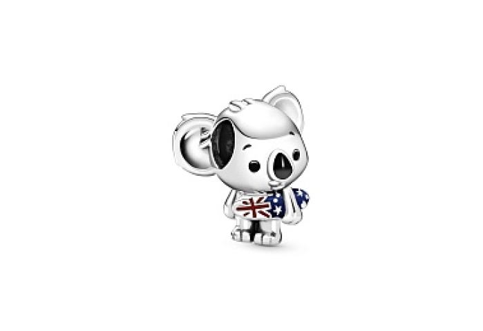 Australian koala sterling silver charm with red, b