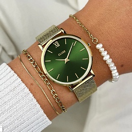 Minuit Mesh, Green, Gold Colour