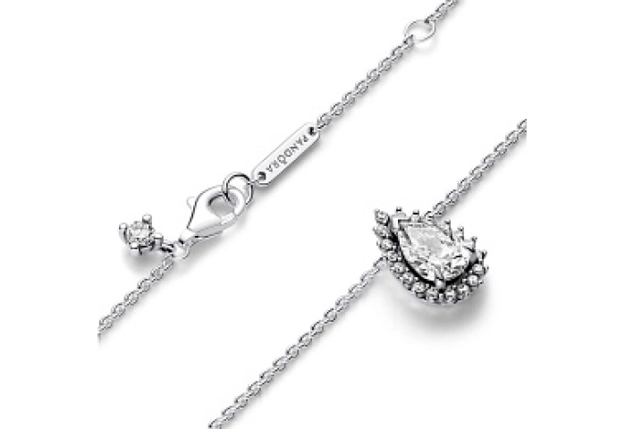 Sterling silver collier with clear cubic zirconia