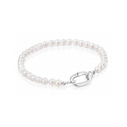 PEARL/SILVER BRACELET OVAL CLOSURE